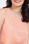 Zivame Checkered Sheen Woven Pyjama Set - Pink Sand — thumbnail 5